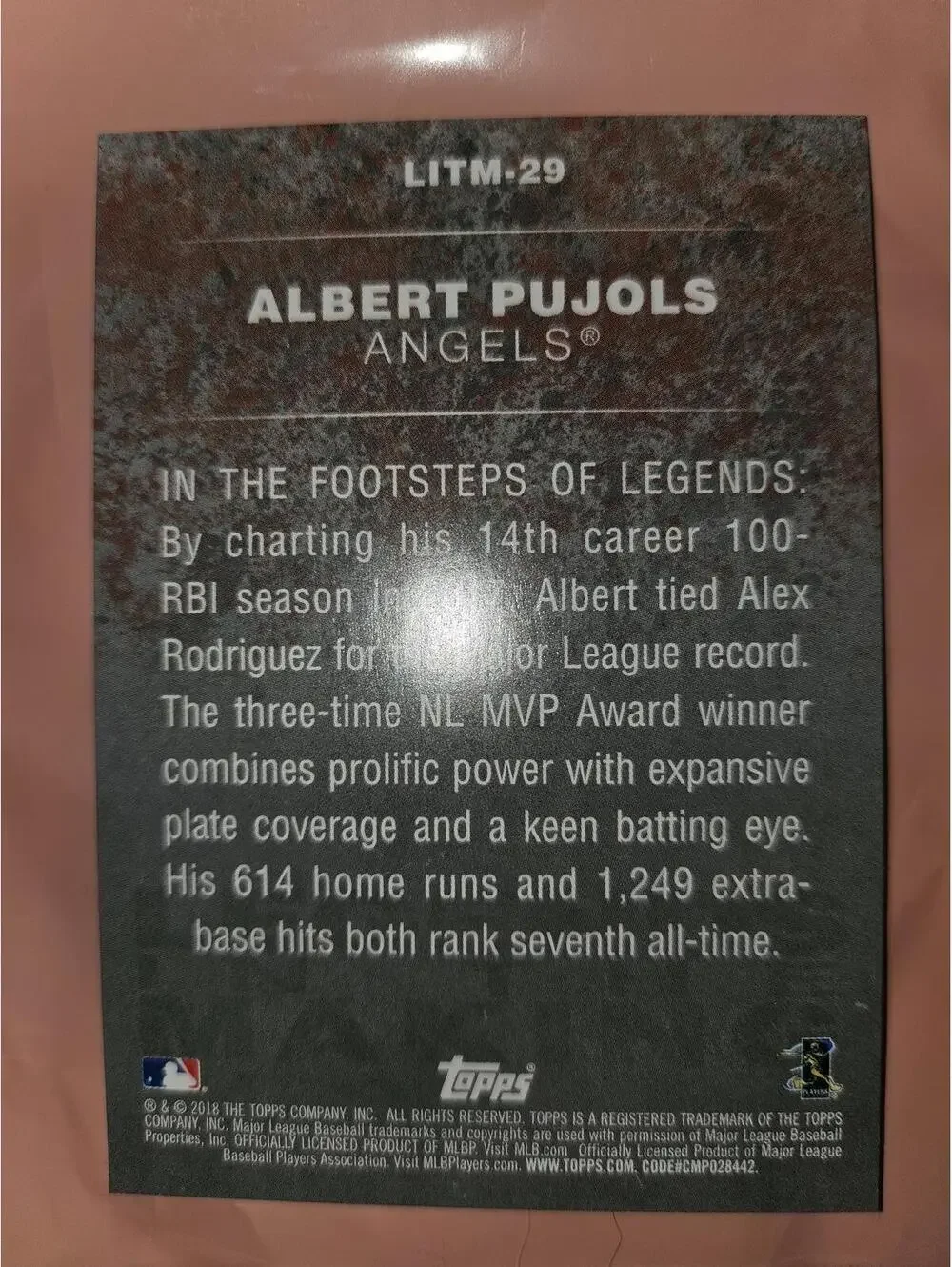 Albert Pujols - 2018 Topps Legends in the Making Blue #LITM-29 Angels- RAW Mint - Picture 2 of 2